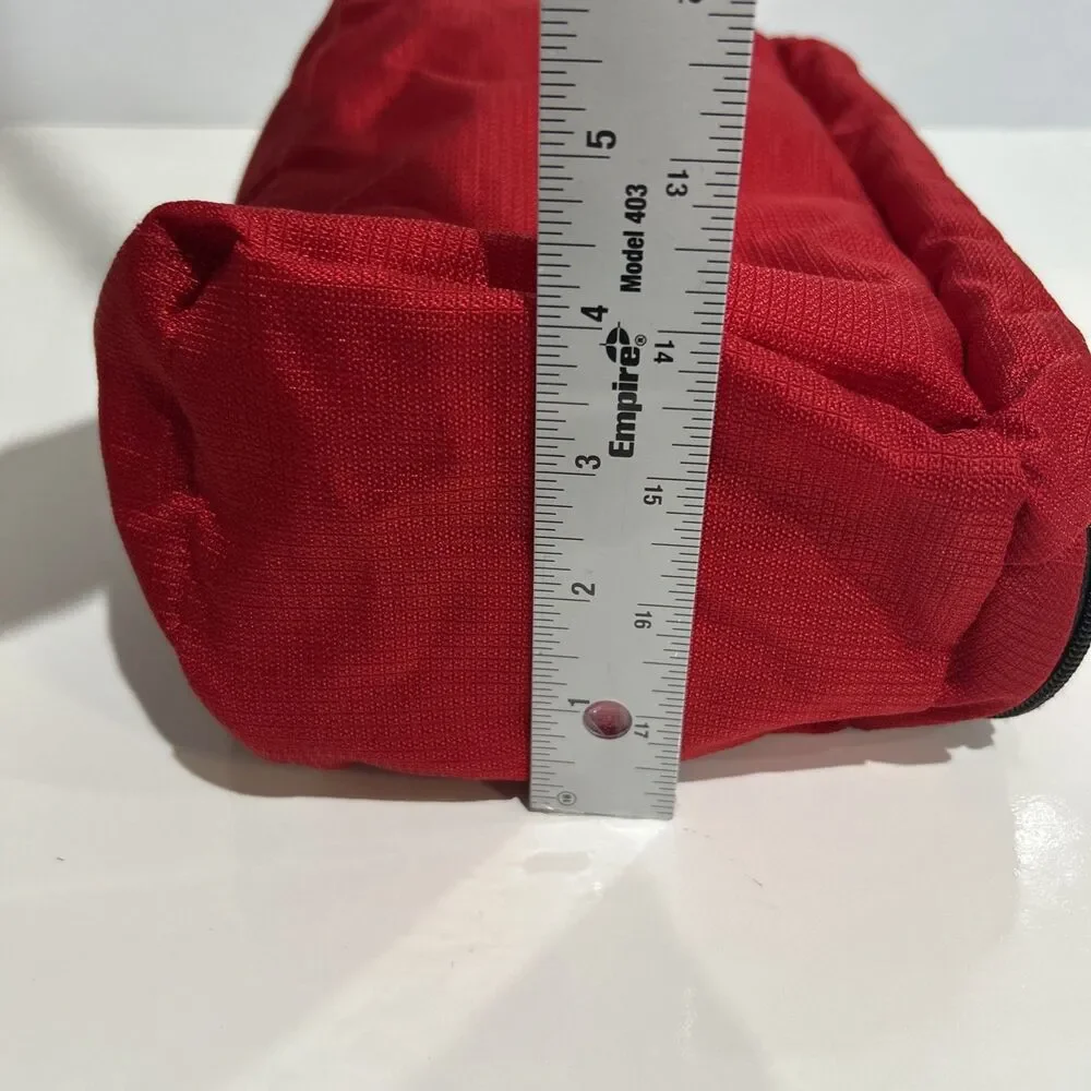 Vintage LL Bean Red Nylon Dopp Kit Travel Toiletry Bag Zippered Pockets